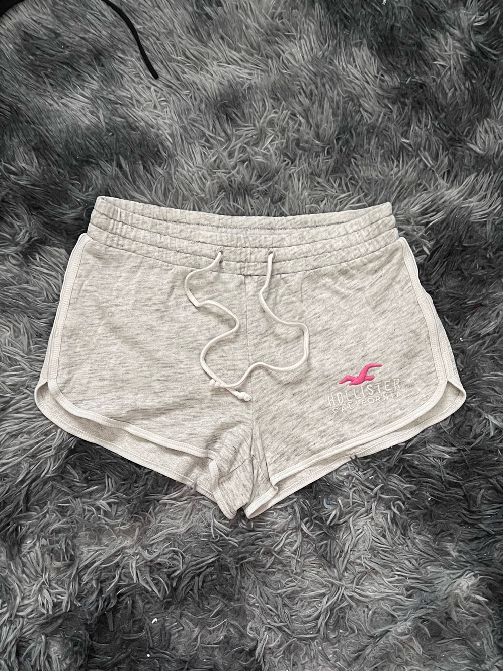Hollister Heather Gray Athletic Lounge Shorts with Pink Logo